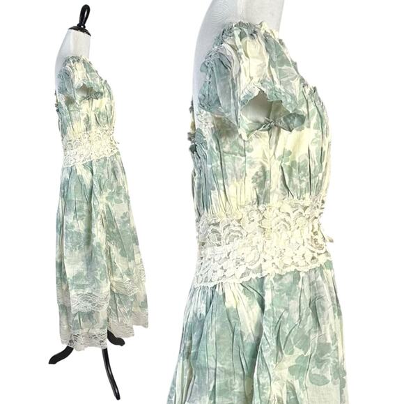 Free People Ethereal Dainty Lace Honeysuckle Floral Printed Midi Dress Large - Picture 7 of 13